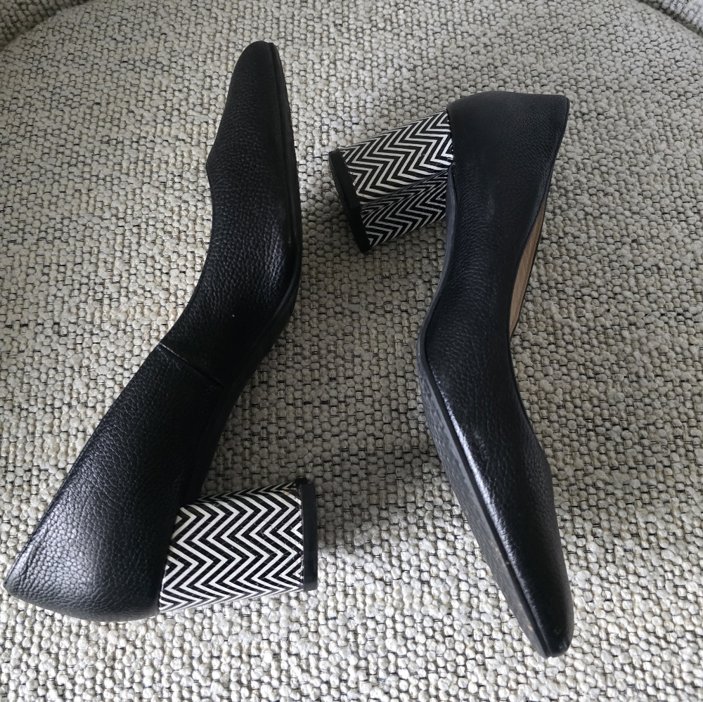 Lodi Black Leather Block Heels 40 9